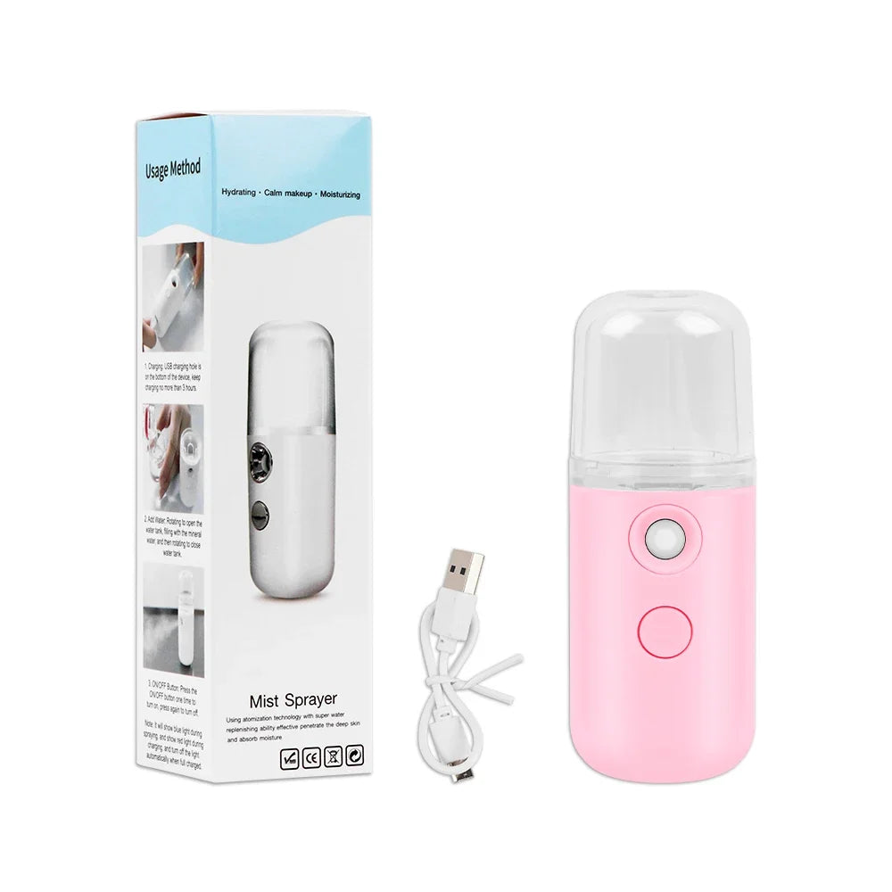 Nano Spray Facial Steamer Mini Handheld Portable Mist Sprayer Water Replenishment Instrument Hydration Humidifier Skin Care Tool