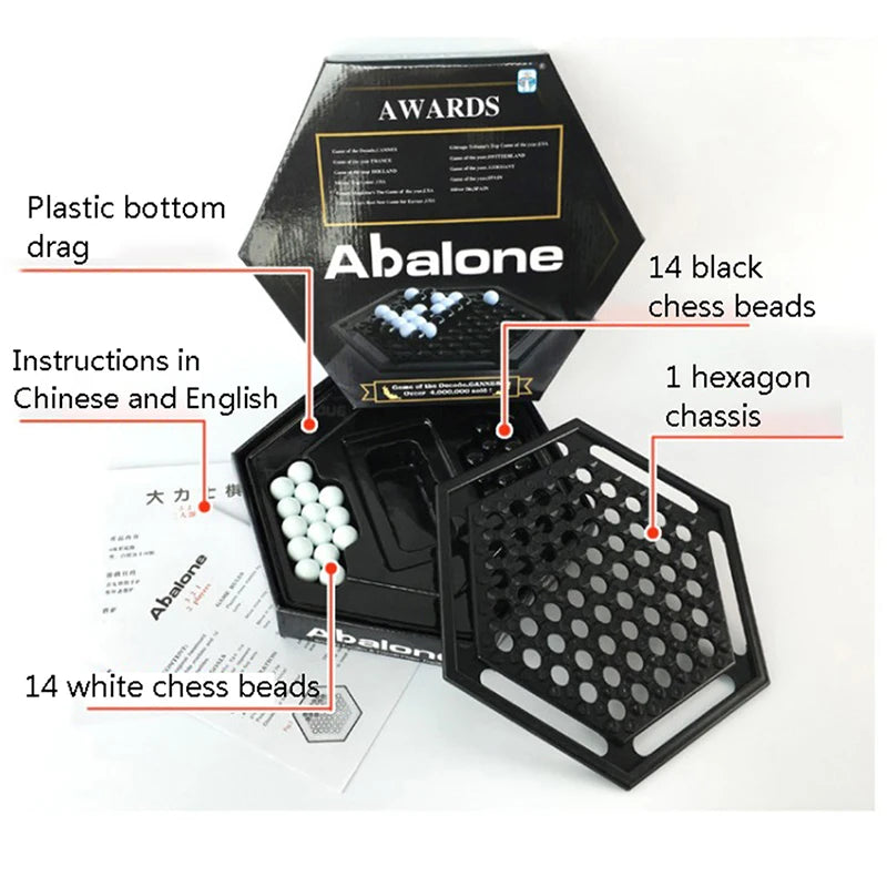Abalone Table Games Portable Chess Set Family Board Game for Children Kids
