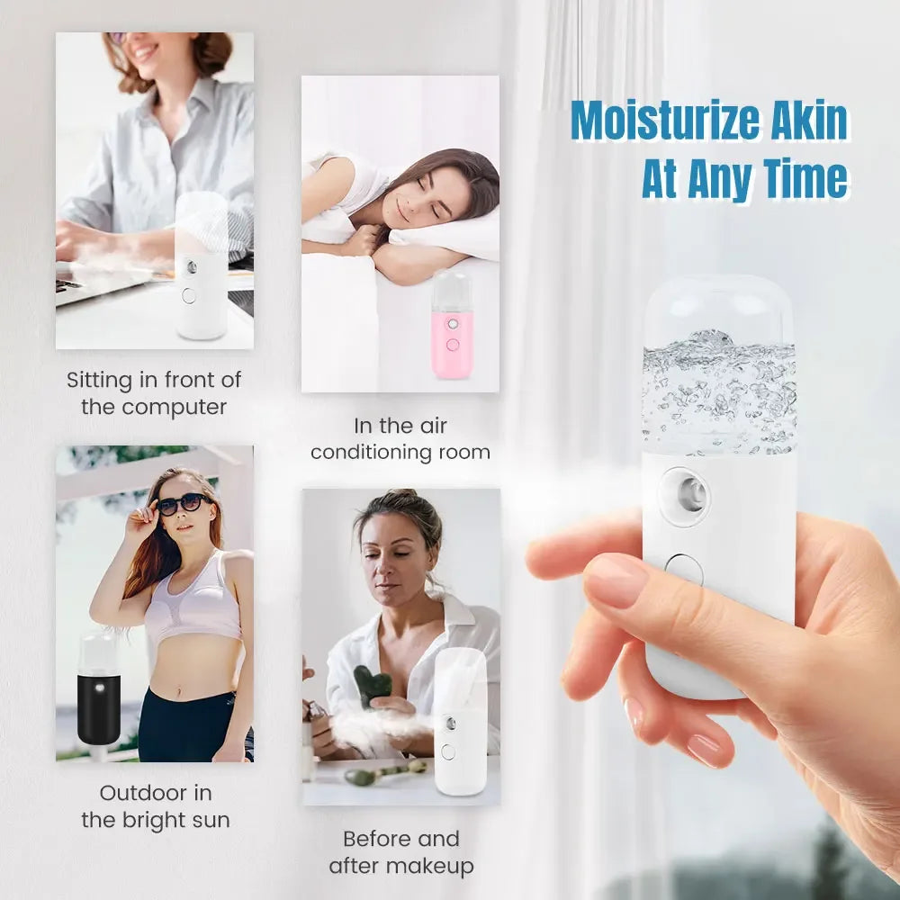 Nano Spray Facial Steamer Mini Handheld Portable Mist Sprayer Water Replenishment Instrument Hydration Humidifier Skin Care Tool