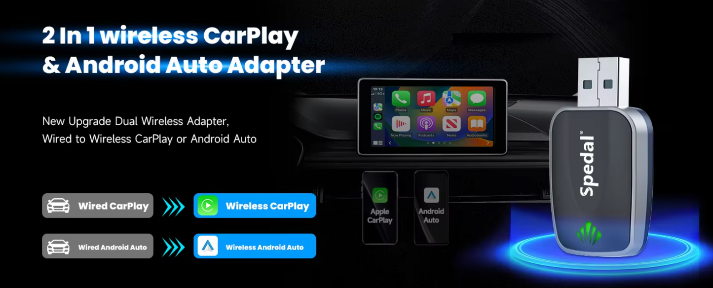 Wireless CarPlay & Android Auto Adapter – Plug & Play Bluetooth Car Dongle
