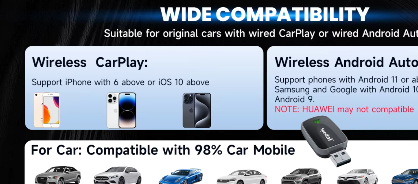 Wireless CarPlay & Android Auto Adapter – Plug & Play Bluetooth Car Dongle