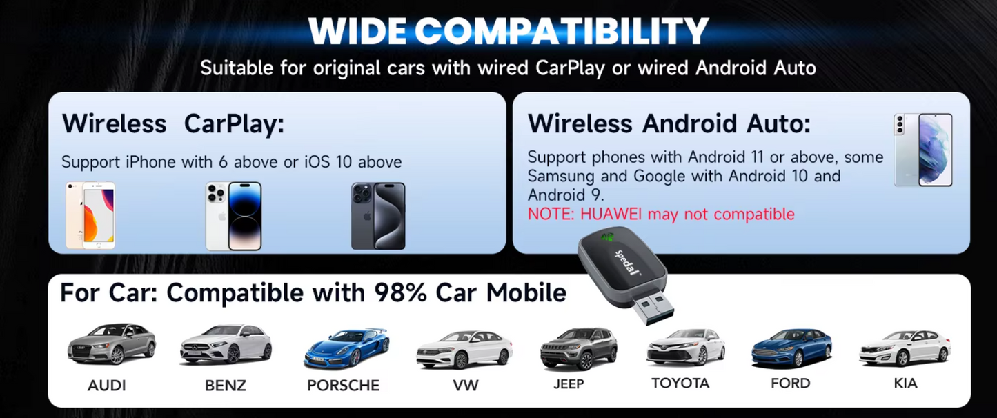 Wireless CarPlay & Android Auto Adapter – Plug & Play Bluetooth Car Dongle