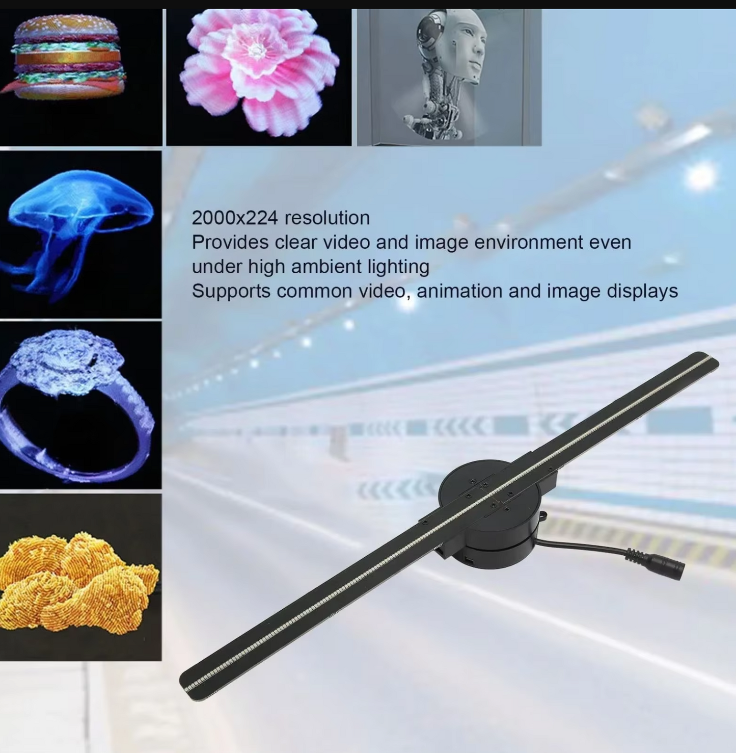 43CM 360° 3D LED Holographic Display Projector