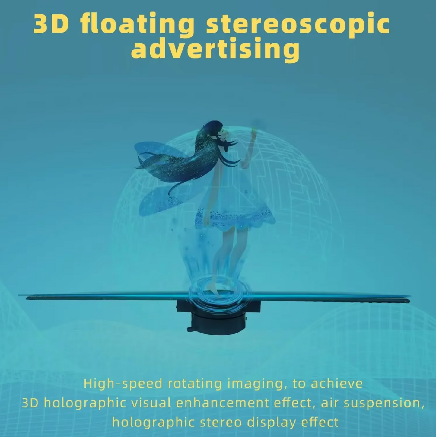 43CM 360° 3D LED Holographic Display Projector