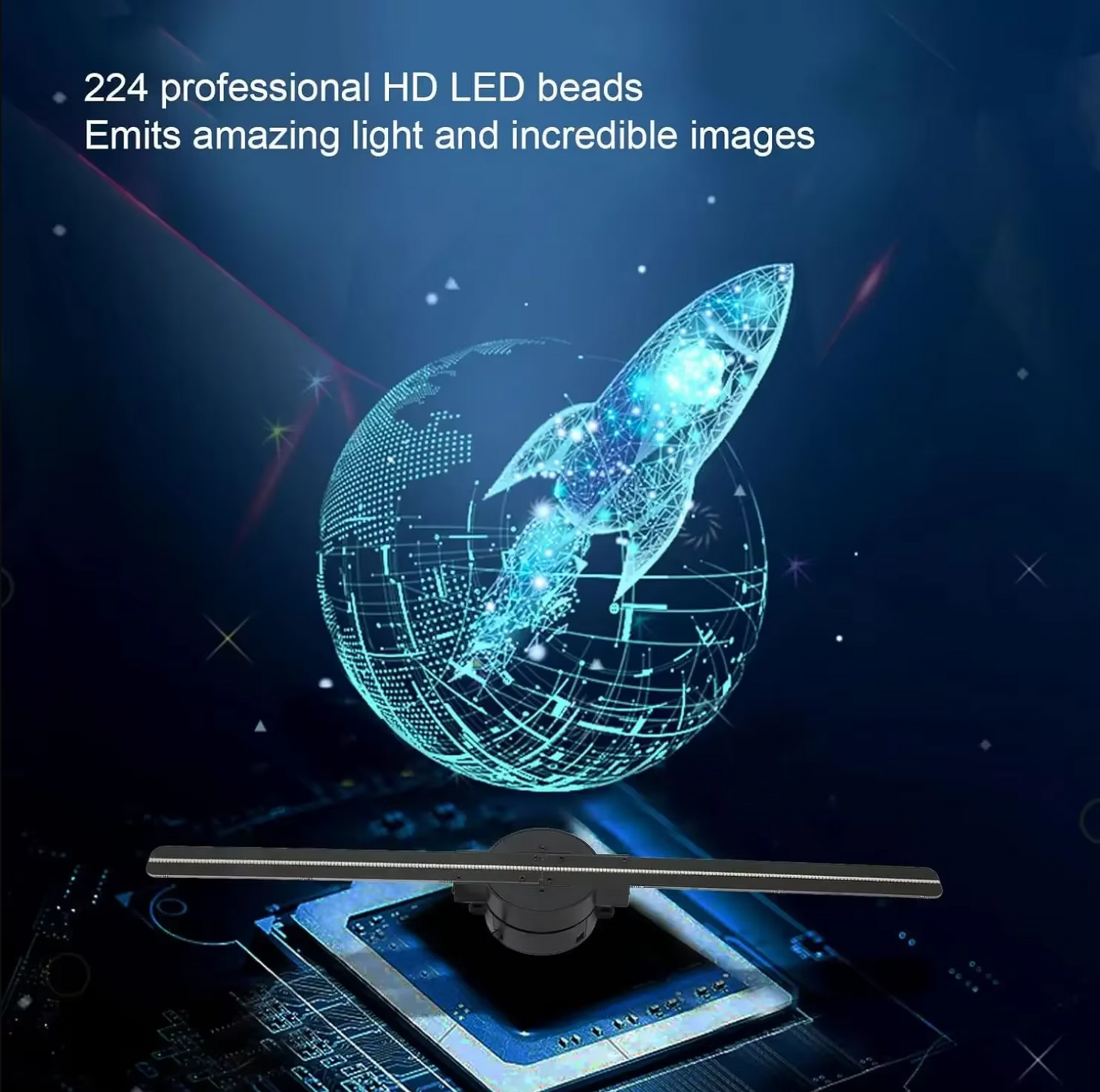 43CM 360° 3D LED Holographic Display Projector