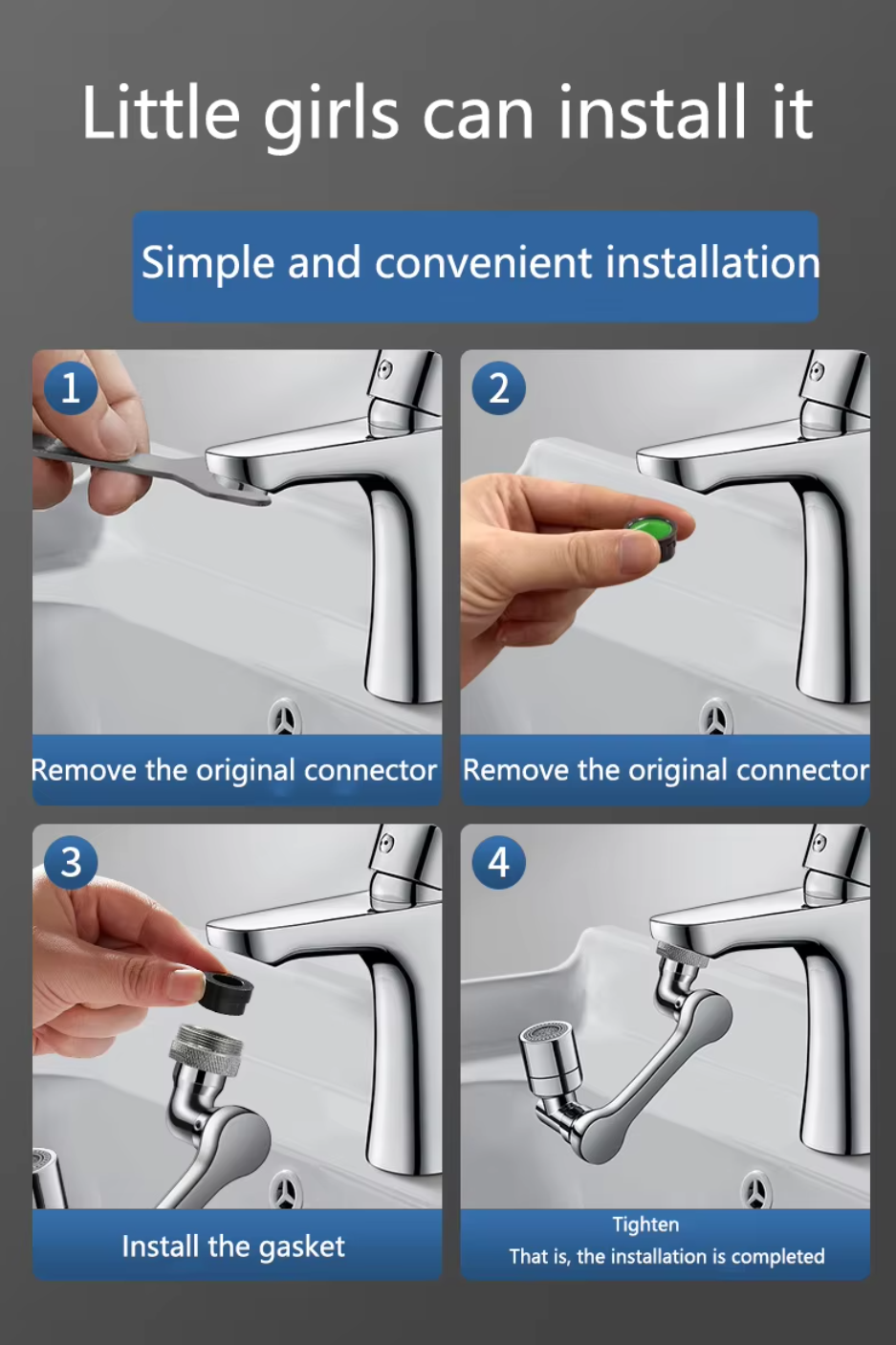 Robotic Arm Faucet Extender – 1080° Swivel, Dual-Mode Water Flow