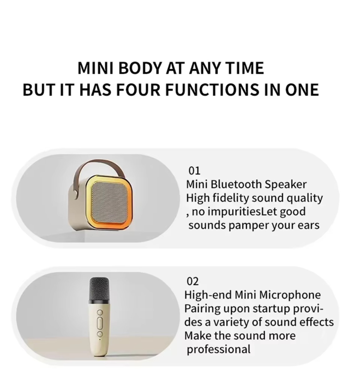 Ultimate GlowBeat Karaoke Machine – Bluetooth 5.3 Mini Party Speaker with Wireless Mic & LED Lights