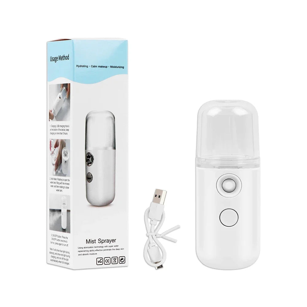 Nano Spray Facial Steamer Mini Handheld Portable Mist Sprayer Water Replenishment Instrument Hydration Humidifier Skin Care Tool