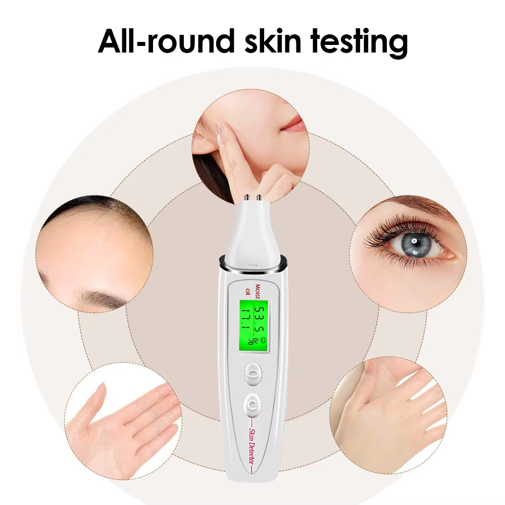 Digital Skin Tester Moisture Oil Test Meter Face Detector Facial Skin Moisture&Oil Content Skin Analyzer for Forehead Cheek