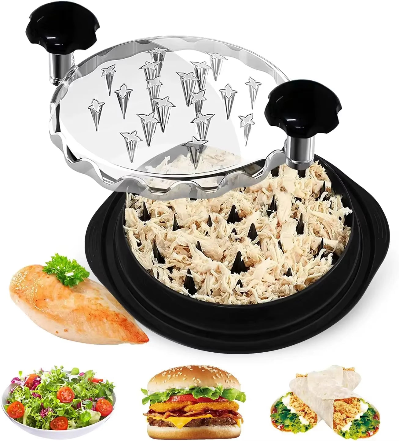Chicken Shredder Tool Meat Breast Shredding Separation Mincing Grinder Machine with Lid for Shredding Chicken Pork Beef