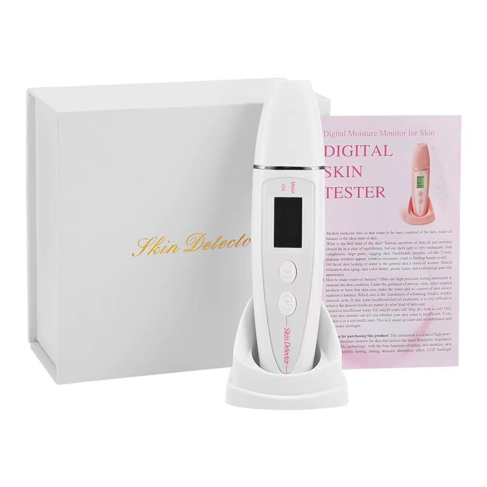 Digital Skin Tester Moisture Oil Test Meter Face Detector Facial Skin Moisture&Oil Content Skin Analyzer for Forehead Cheek