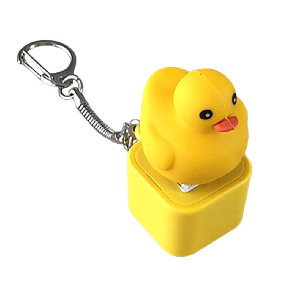 Duckling Quack Fidgety Toy, Duck Keyboard Keycap Regulator Rattle Button Sound Keychain Decorative Ornament