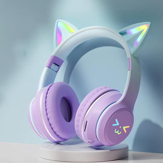 Wireless Headphones, Cat Ear Design Headphones with Built-In Microphone, Foldable Bluetooth-Compatible Headset for Mobile Phone, Valentine'S Day Gift, Mother'S Day Gift