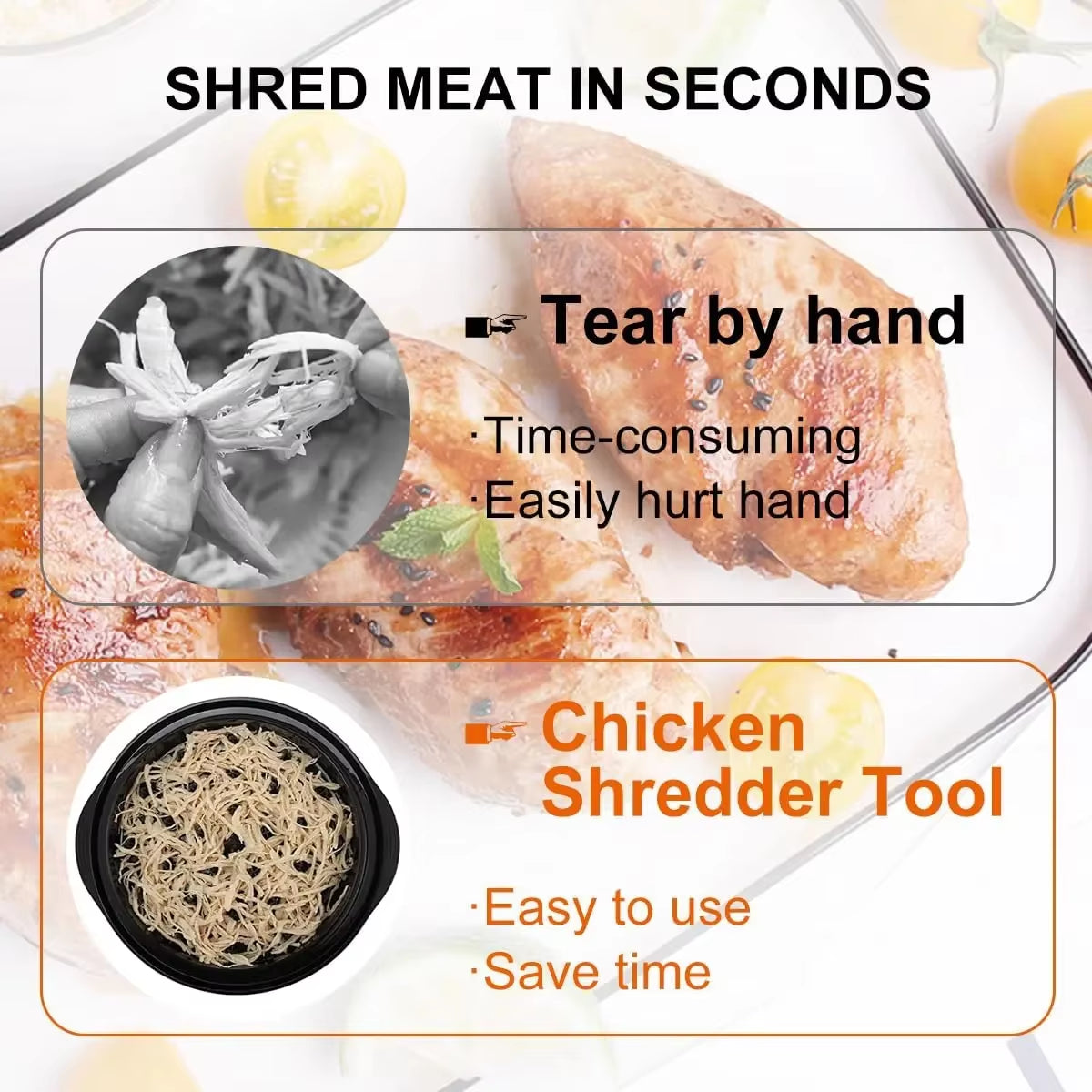 Chicken Shredder Tool Meat Breast Shredding Separation Mincing Grinder Machine with Lid for Shredding Chicken Pork Beef