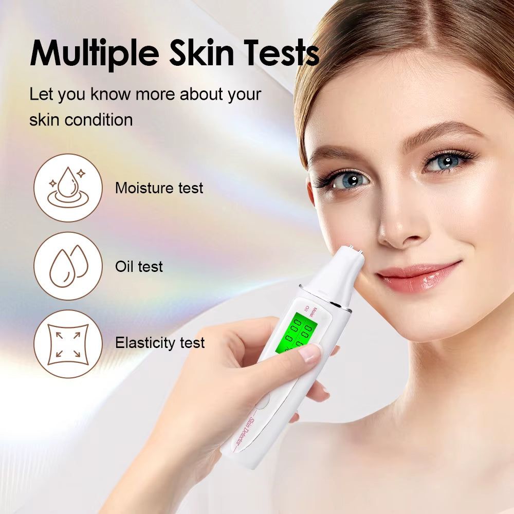 Digital Skin Tester Moisture Oil Test Meter Face Detector Facial Skin Moisture&Oil Content Skin Analyzer for Forehead Cheek