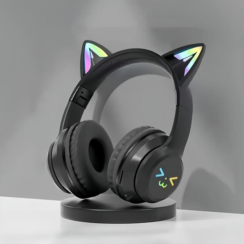 Wireless Headphones, Cat Ear Design Headphones with Built-In Microphone, Foldable Bluetooth-Compatible Headset for Mobile Phone, Valentine'S Day Gift, Mother'S Day Gift