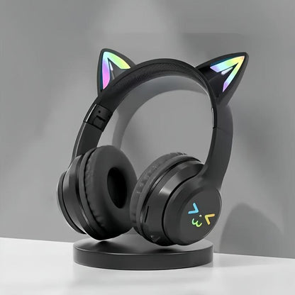 Wireless Headphones, Cat Ear Design Headphones with Built-In Microphone, Foldable Bluetooth-Compatible Headset for Mobile Phone, Valentine'S Day Gift, Mother'S Day Gift