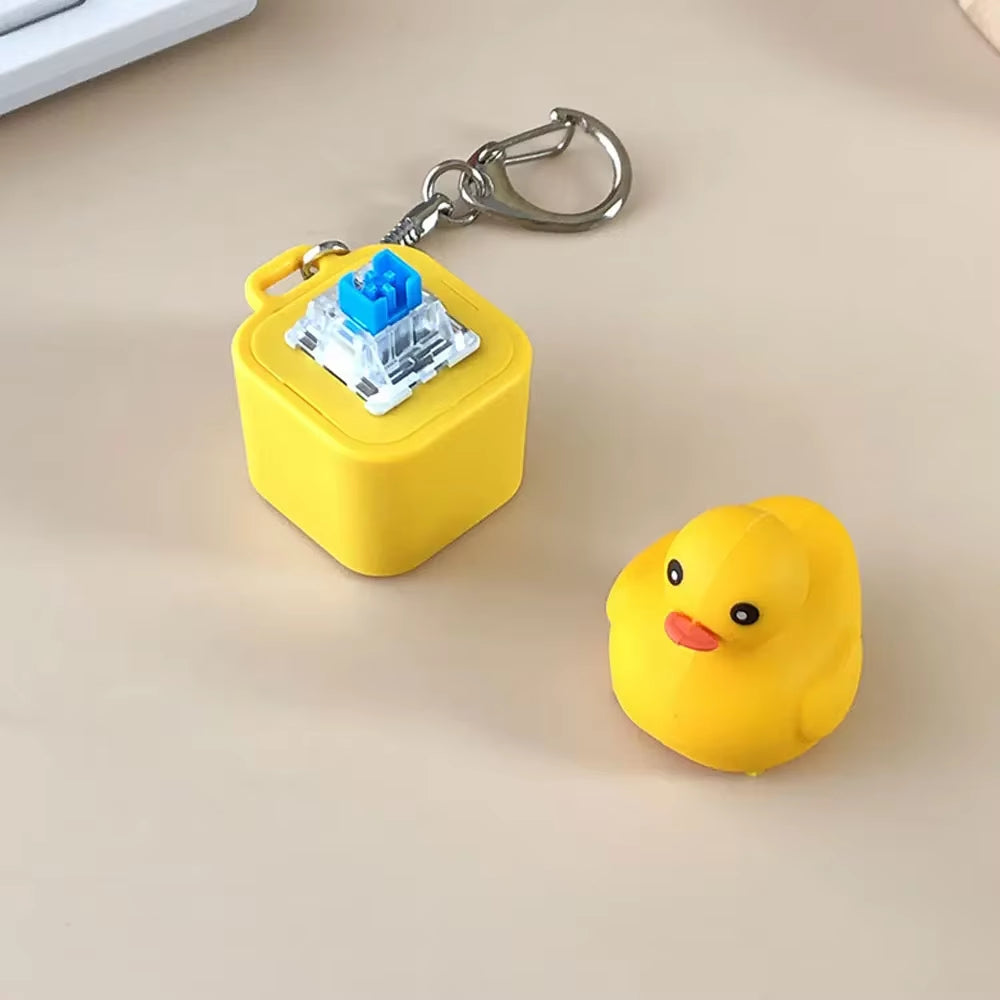 Duckling Quack Fidgety Toy, Duck Keyboard Keycap Regulator Rattle Button Sound Keychain Decorative Ornament