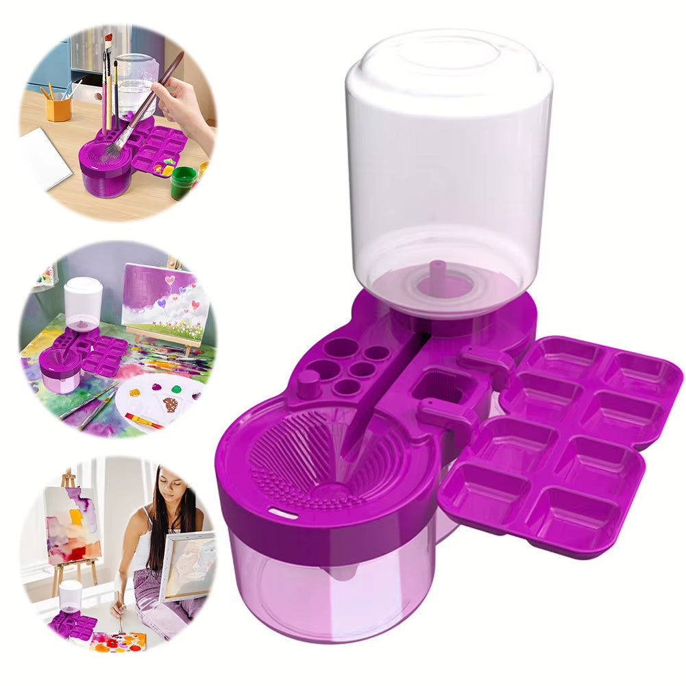 Paint Brush Washer with Drain Button Paint Brush Clean Device Automatic Water Circulation for Acrylic Water Based Painting Brush