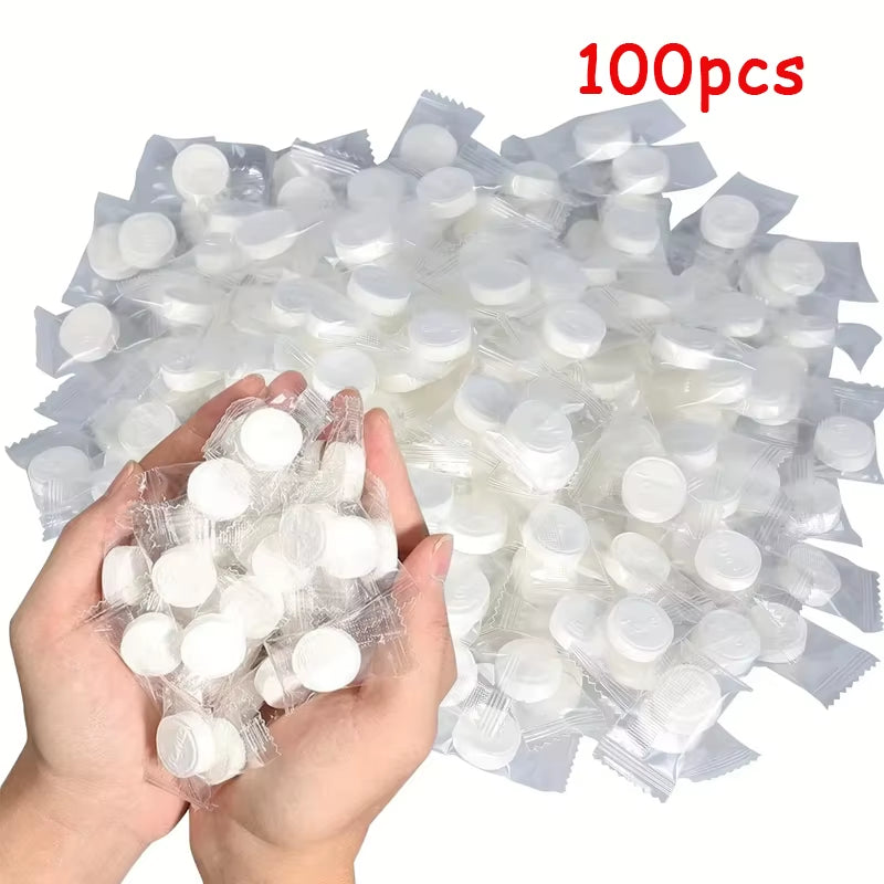 50Pcs Portable Compressed Towel Disposable Face Cleaning Soft Compressed Hand Wipe Towel Non-Woven Makeup Wipes
