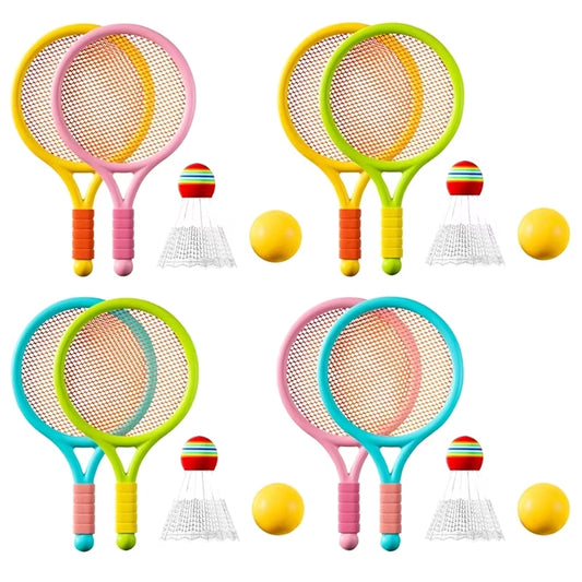Kids Badminton Rackets Set Lightweight Children Tennis Badminton Toy Children Tennis Racquets with Balls for Family Game