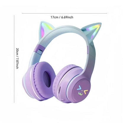 Wireless Headphones, Cat Ear Design Headphones with Built-In Microphone, Foldable Bluetooth-Compatible Headset for Mobile Phone, Valentine'S Day Gift, Mother'S Day Gift