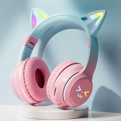 Wireless Headphones, Cat Ear Design Headphones with Built-In Microphone, Foldable Bluetooth-Compatible Headset for Mobile Phone, Valentine'S Day Gift, Mother'S Day Gift