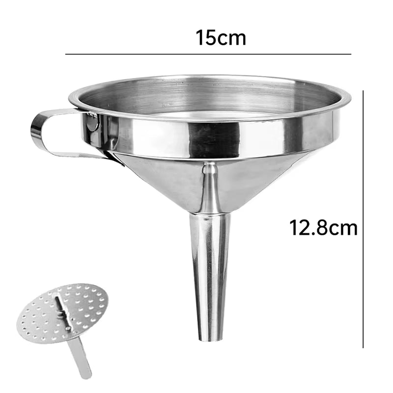 Stainless Steel Strainer Wine Lifting Spoon Funnel Pouring Wide Mouth Funnel with Detachable Filter Oil Kitchen Portable Gadgets