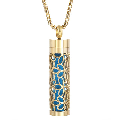 Golden Aromatherapy Necklace Diffuser Pendant Stainless Steel Locket Aroma Perfume Oils Essential Oil Diffuser Pendant Necklace
