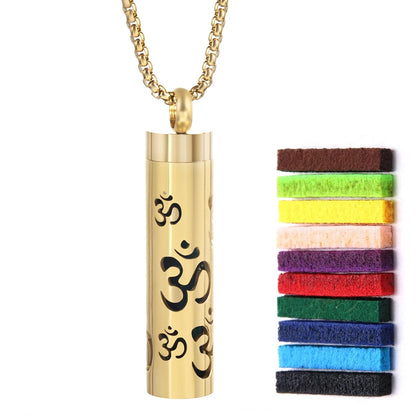 Golden Aromatherapy Necklace Diffuser Pendant Stainless Steel Locket Aroma Perfume Oils Essential Oil Diffuser Pendant Necklace