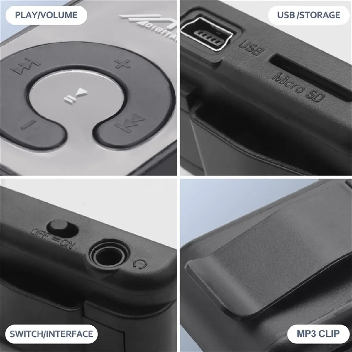 C Key Portable Mini Clip USB MP3 Player Walkman Music Media Player Support Micro SD TF Card Fashion Hifi MP3 for Outdoor Sports