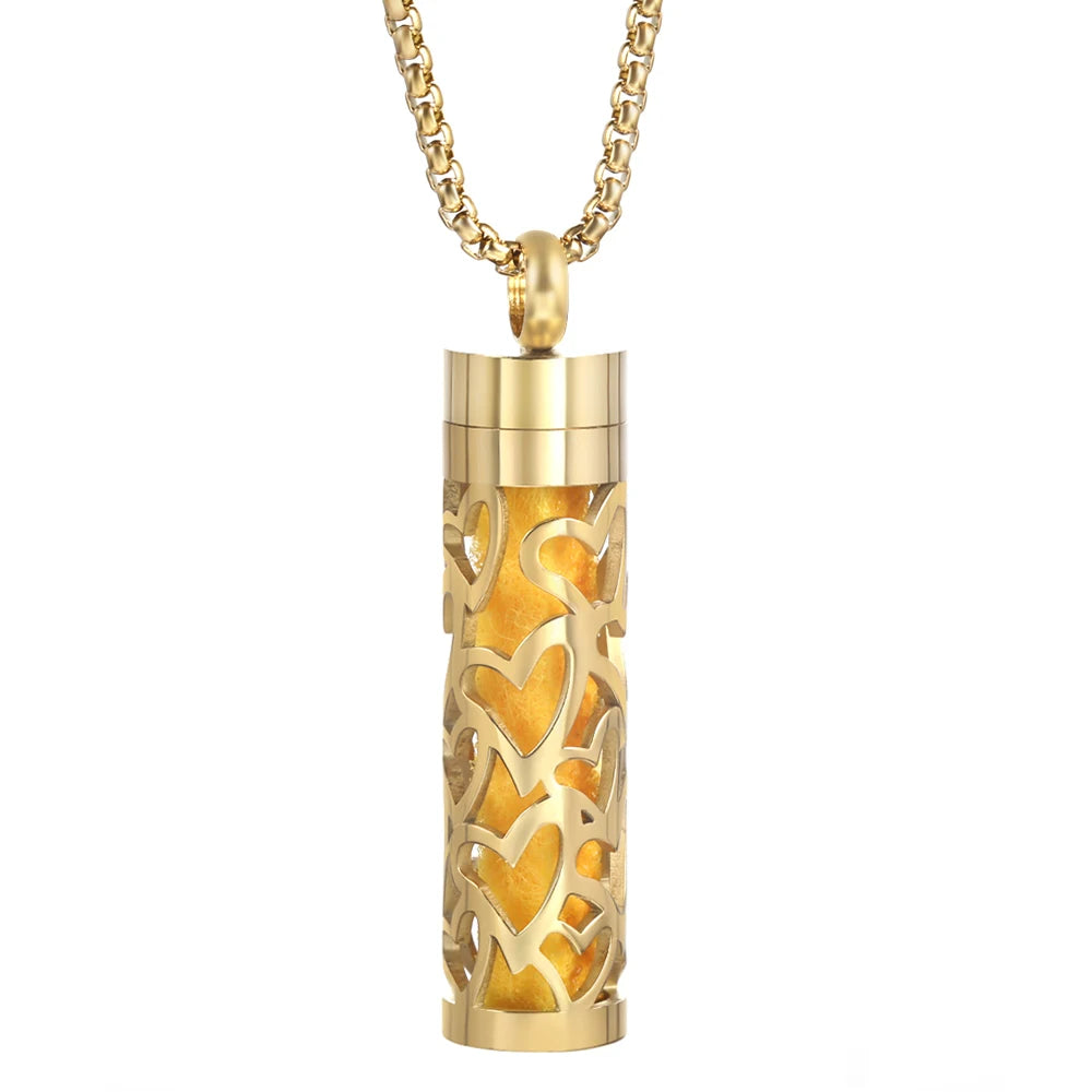 Golden Aromatherapy Necklace Diffuser Pendant Stainless Steel Locket Aroma Perfume Oils Essential Oil Diffuser Pendant Necklace