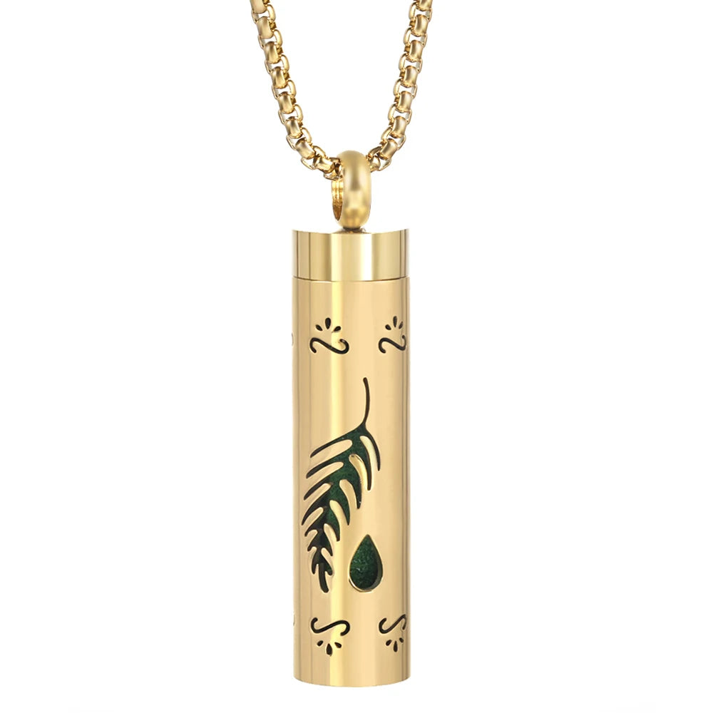 Golden Aromatherapy Necklace Diffuser Pendant Stainless Steel Locket Aroma Perfume Oils Essential Oil Diffuser Pendant Necklace
