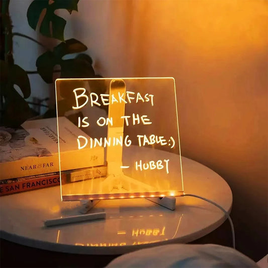 LED Note Board Light up Dry Erase Board LED Letter Message Board with 7 Colorful Pens with Light Acrylic Drawing Board Kids Gift