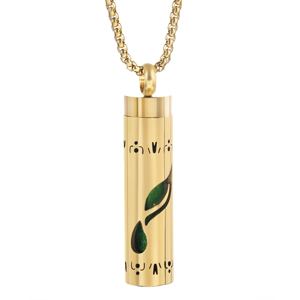 Golden Aromatherapy Necklace Diffuser Pendant Stainless Steel Locket Aroma Perfume Oils Essential Oil Diffuser Pendant Necklace