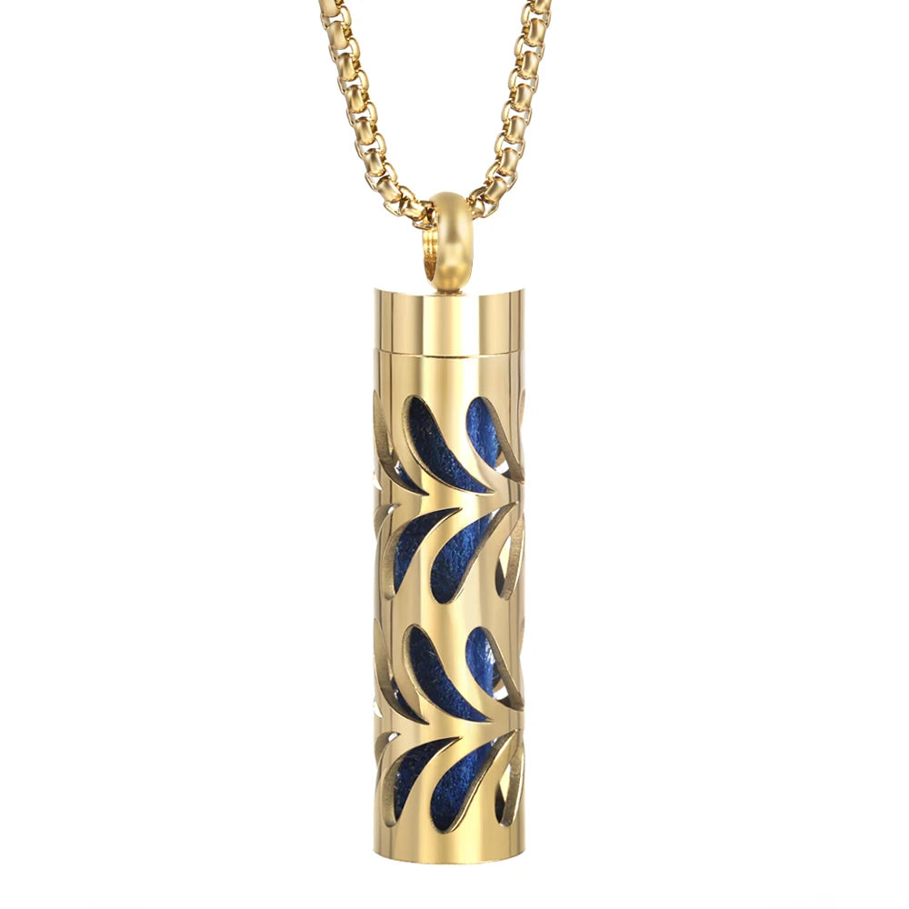 Golden Aromatherapy Necklace Diffuser Pendant Stainless Steel Locket Aroma Perfume Oils Essential Oil Diffuser Pendant Necklace