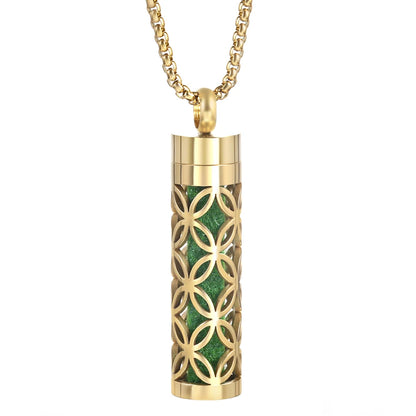Golden Aromatherapy Necklace Diffuser Pendant Stainless Steel Locket Aroma Perfume Oils Essential Oil Diffuser Pendant Necklace