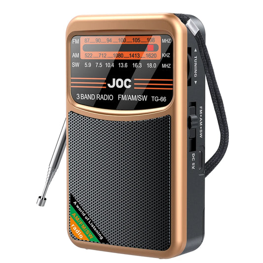 Emergency Pocket Radio FM AM SW Radio Built-In Speaker Transistor Radio Type-C Rechargeable Radio Player for Senior Home Walking