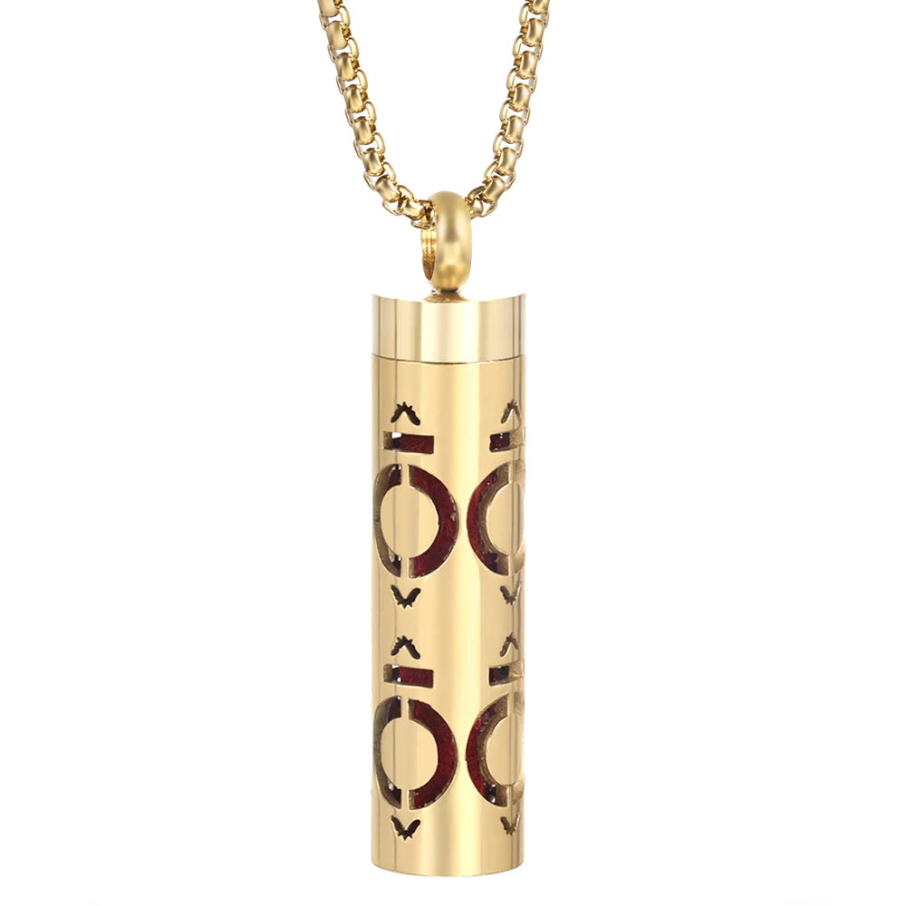 Golden Aromatherapy Necklace Diffuser Pendant Stainless Steel Locket Aroma Perfume Oils Essential Oil Diffuser Pendant Necklace