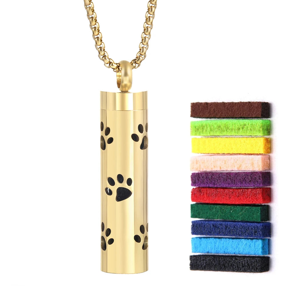 Golden Aromatherapy Necklace Diffuser Pendant Stainless Steel Locket Aroma Perfume Oils Essential Oil Diffuser Pendant Necklace