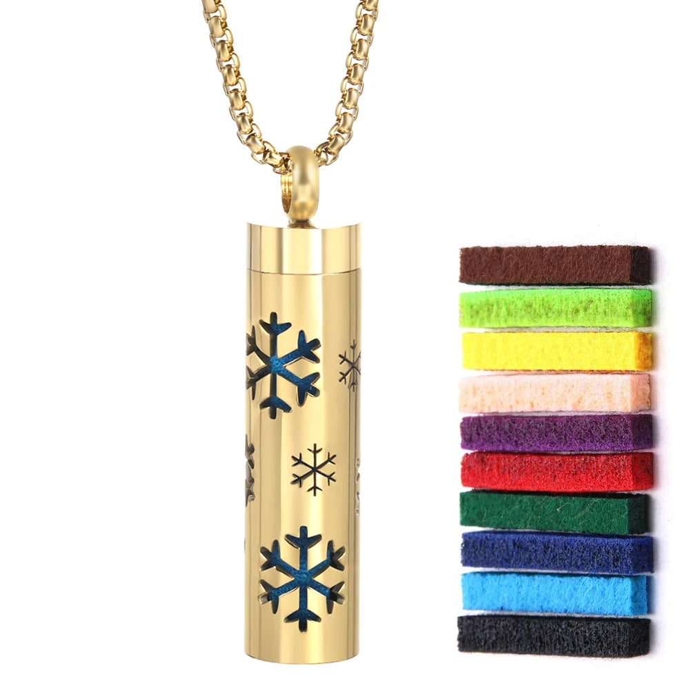 Golden Aromatherapy Necklace Diffuser Pendant Stainless Steel Locket Aroma Perfume Oils Essential Oil Diffuser Pendant Necklace