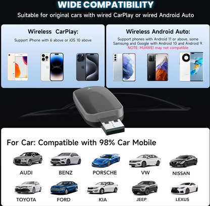 Wireless CarPlay & Android Auto Adapter – Plug & Play Bluetooth Car Dongle