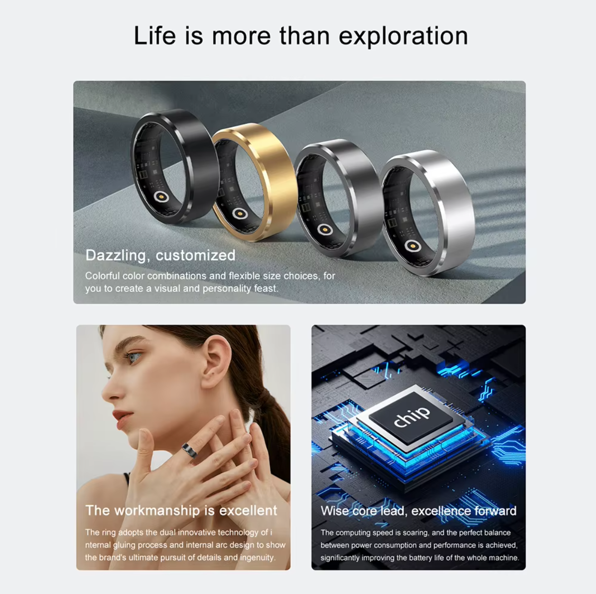 Smart Ring – Fitness & Health Tracker | Waterproof | Stylish | All-in-One Health Monitor