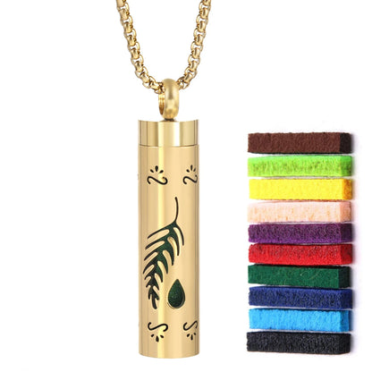 Golden Aromatherapy Necklace Diffuser Pendant Stainless Steel Locket Aroma Perfume Oils Essential Oil Diffuser Pendant Necklace