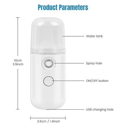 Nano Spray Facial Steamer Mini Handheld Portable Mist Sprayer Water Replenishment Instrument Hydration Humidifier Skin Care Tool