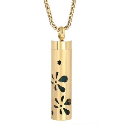 Golden Aromatherapy Necklace Diffuser Pendant Stainless Steel Locket Aroma Perfume Oils Essential Oil Diffuser Pendant Necklace