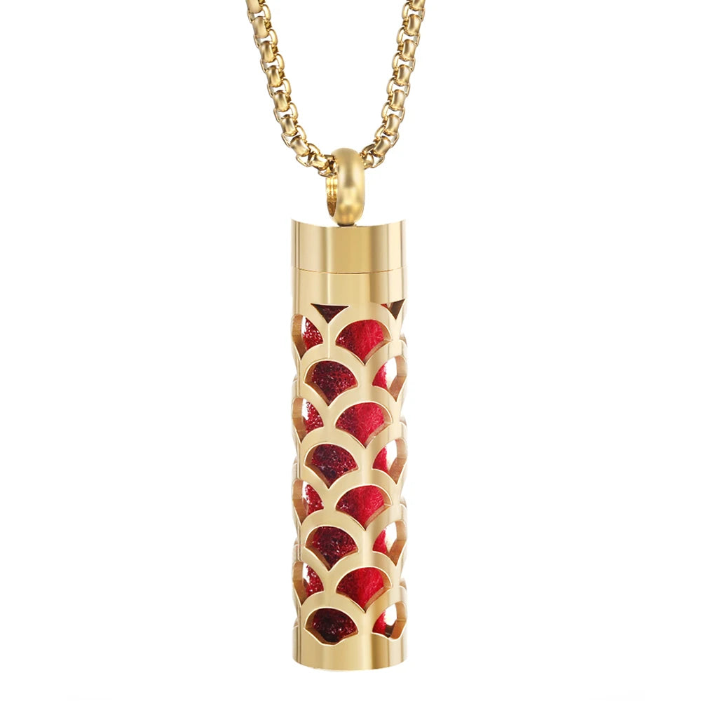 Golden Aromatherapy Necklace Diffuser Pendant Stainless Steel Locket Aroma Perfume Oils Essential Oil Diffuser Pendant Necklace