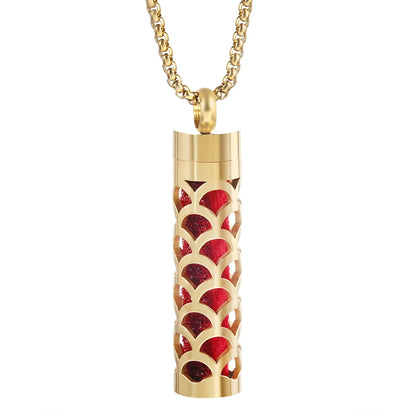 Golden Aromatherapy Necklace Diffuser Pendant Stainless Steel Locket Aroma Perfume Oils Essential Oil Diffuser Pendant Necklace