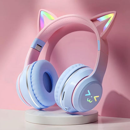 Wireless Headphones, Cat Ear Design Headphones with Built-In Microphone, Foldable Bluetooth-Compatible Headset for Mobile Phone, Valentine'S Day Gift, Mother'S Day Gift