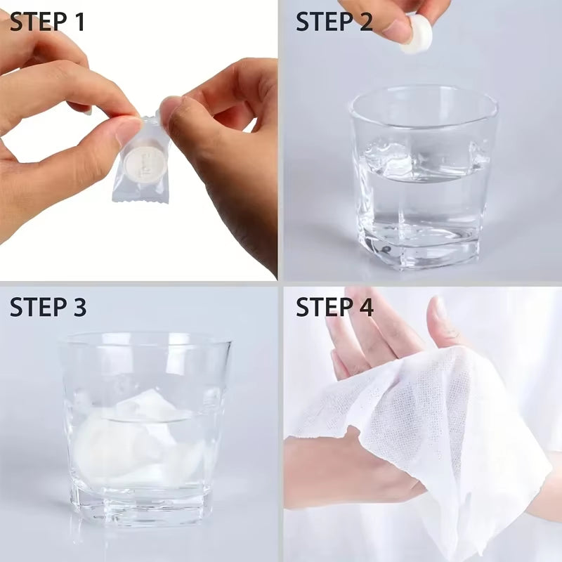 50Pcs Portable Compressed Towel Disposable Face Cleaning Soft Compressed Hand Wipe Towel Non-Woven Makeup Wipes